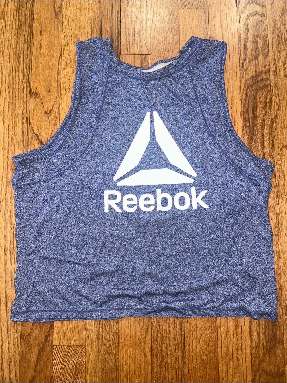 Reebok Heather Navy Logo Crop Tank Medium